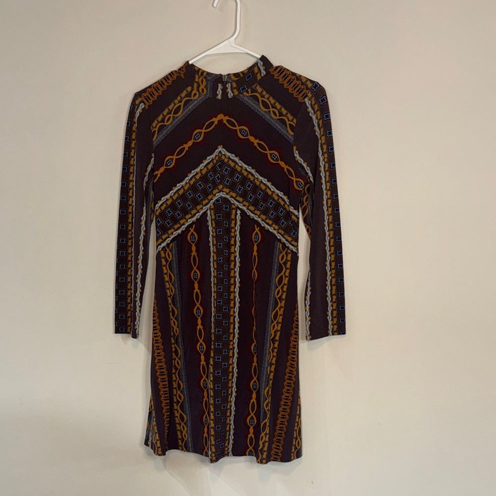 Free People Long Sleeved Printed Dress Sz XS